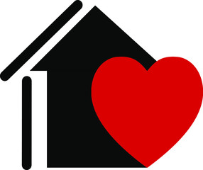 Stay home with a heart inside. Coronavirus defensive campaign or measure. Vector badge or sticker. Coronavirus Protection Logo COVID 19