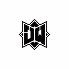 JW monogram logo with square rotate style outline