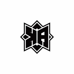 KA monogram logo with square rotate style outline