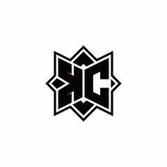 KC monogram logo with square rotate style outline