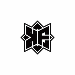 KF monogram logo with square rotate style outline