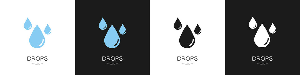 Set of logos drops. Collection. Modern style vector illustration.
