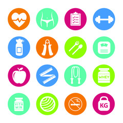 Vector - Fytness Health Colorful Outline Icon Set. Vector illustration