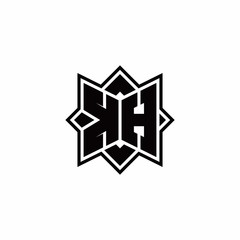 KH monogram logo with square rotate style outline