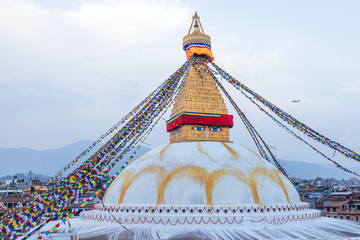 Boudhanath or Bodnath Stupa in Kathmandu, Nepal. The stupa is one of the holiest site for Buddhist Devotees after Lumbini in Nepal.