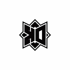 KO monogram logo with square rotate style outline