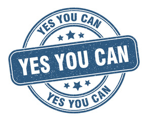 yes you can stamp. yes you can label. round grunge sign