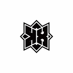 KX monogram logo with square rotate style outline