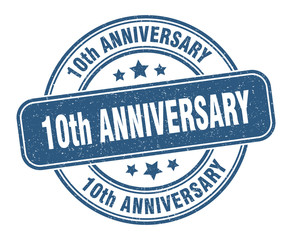 10th anniversary stamp. 10th anniversary label. round grunge sign