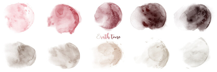 Hand painted red-brown earth tone watercolor texture set
