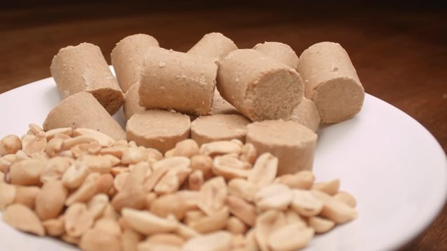A traditional Brazilian sweet called pa&ccedil;oca. Made from peanuts
