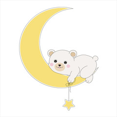 White teddy bear on the moon with an asterisk