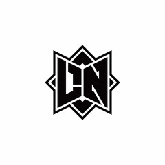 LN monogram logo with square rotate style outline