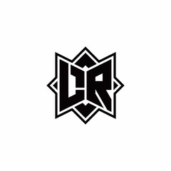 LR monogram logo with square rotate style outline