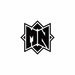 MN monogram logo with square rotate style outline