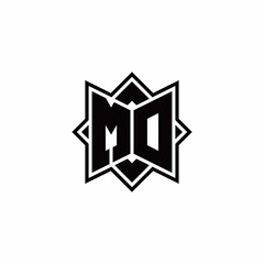 MO monogram logo with square rotate style outline