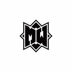 MW monogram logo with square rotate style outline