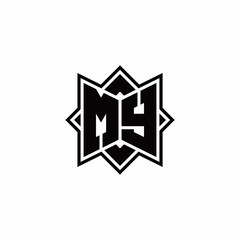 MY monogram logo with square rotate style outline