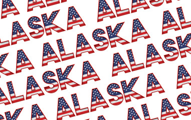Alaska USA state stars and stripes background. 3D Rendering