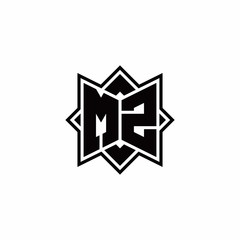 MZ monogram logo with square rotate style outline