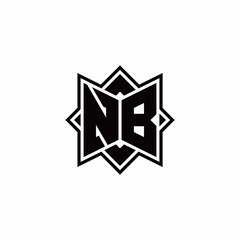 Fototapeta premium NB monogram logo with square rotate style outline