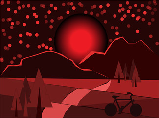 space vector landscape. night road abstract illustration