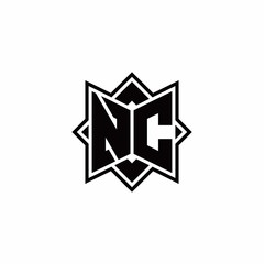 NC monogram logo with square rotate style outline
