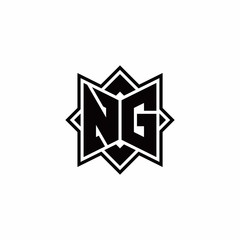 NG monogram logo with square rotate style outline
