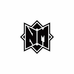 NM monogram logo with square rotate style outline