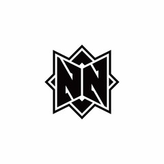 NN monogram logo with square rotate style outline