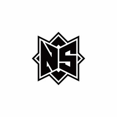 NS monogram logo with square rotate style outline