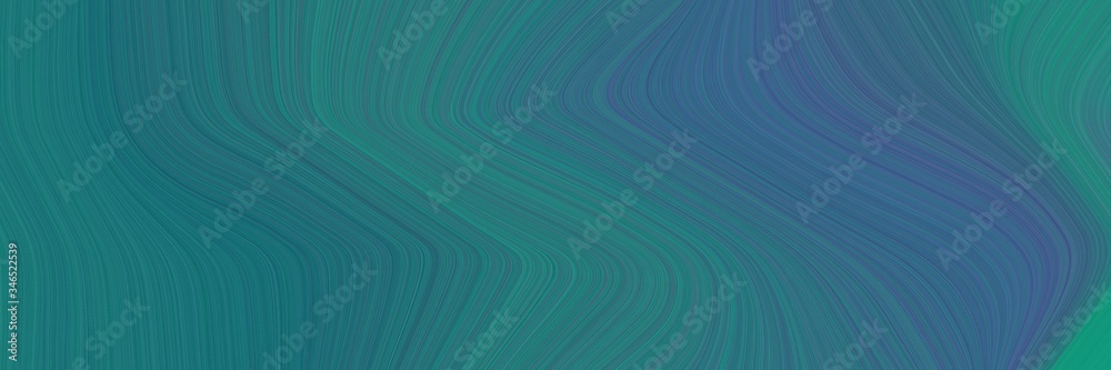Poster beautiful colorful curves header design with teal blue, dark cyan and dark slate blue colors