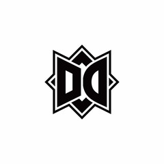 OD monogram logo with square rotate style outline