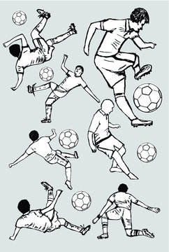 Soccer player sketch Print embroidery graphic design vector art