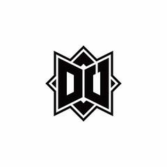 OU monogram logo with square rotate style outline