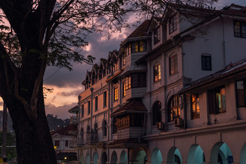 amazing sunset in the city of Kandy in Sri Lanka