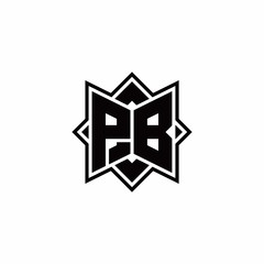 PB monogram logo with square rotate style outline