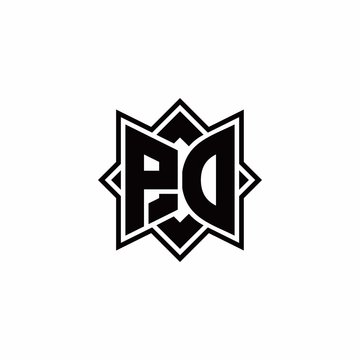 recommend clip art: PD monogram logo with square rotate style outline