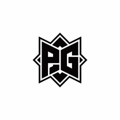 PG monogram logo with square rotate style outline
