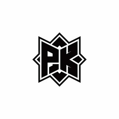 PK monogram logo with square rotate style outline