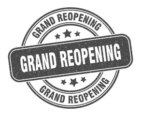 grand reopening stamp. grand reopening label. round grunge sign