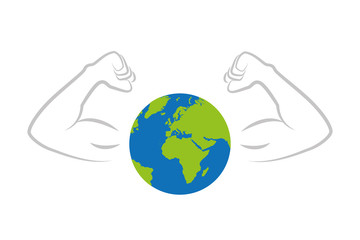 strong earth globe with muscular arms vector illustration EPS10