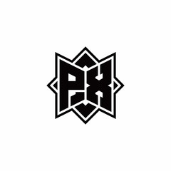 PX monogram logo with square rotate style outline
