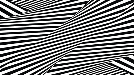 Abstract black and white striped background.  Pattern with black and white lines. Background, horizontal. Optical art. 