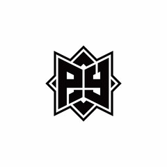 PY monogram logo with square rotate style outline