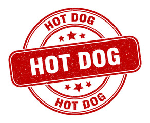 hot dog stamp. hot dog label. round grunge sign