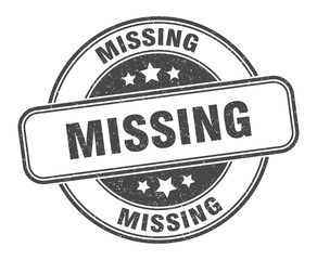 Obraz premium missing stamp. missing round grunge sign. label