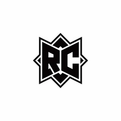 RC monogram logo with square rotate style outline
