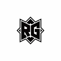 RG monogram logo with square rotate style outline