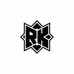 RK monogram logo with square rotate style outline